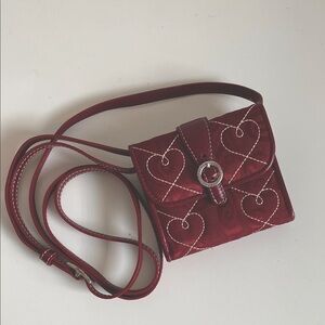 Brighton Red Heart-Patterned Women's Mini Wallet Crossbody